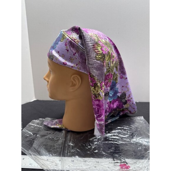 Rinati Lakel Purple Floral Leatherette Kaly Easy Headscarf Satin Feel Floral Pat - Picture 4 of 8